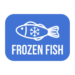 Frozen fish logo. Seafood package label, storage instruction vector design