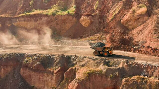 Industrial mining ore iron metal mineral quarry truck heavy career