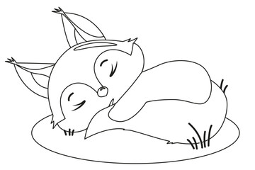 Coloring the outline of a cartoon sleeping cute little dog