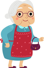 Old grandmother. Figure on a white background