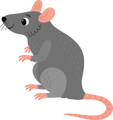 Vector illustration. Rat on a white background