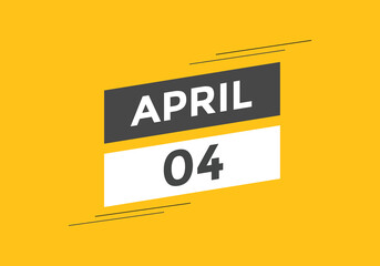 April 4 calendar reminder. 4th April daily calendar icon template. Vector illustration 
