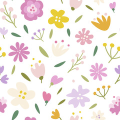 Cute floral pattern in seamless repeat on a light background