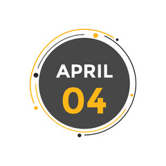 April 4 Calendar icon Design. Calendar Date 4th April. Calendar template 
