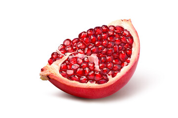 Pomegranate cut in half isolated on white background. Clipping path.
