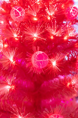 Christmas fiber optic decorated Tree with dectoration,holiday concept.