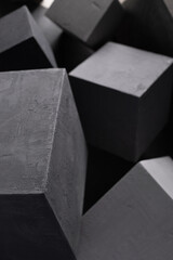 Heap of concrete cube as abstract background. Cement blocks creative construction concept