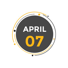 April 7 Calendar icon Design. Calendar Date 7th April. Calendar template 
