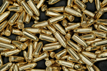 live ammunition close-up. cartridges. cartridges are on the table
