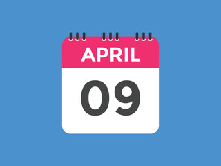 April 9 calendar reminder. 9th April daily calendar icon template. Vector illustration 
