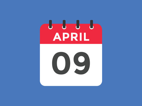 April 9 calendar reminder. 9th April daily calendar icon template. Vector illustration 
