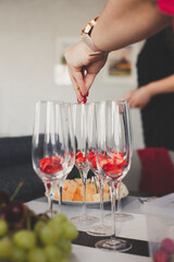 two glasses of wine in the hands