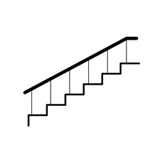 Stairs with handrail vector icon symbol isolated on white background