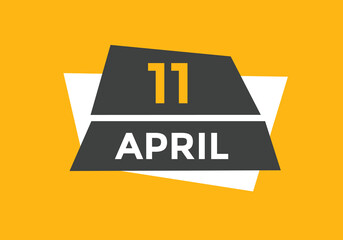 April 11 calendar reminder. 11th April daily calendar icon template. Vector illustration 
