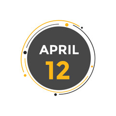 April 12 calendar reminder. 12th April daily calendar icon template. Vector illustration 
