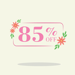 Spring 85 percent discount square label Sale Orange spring Tag Offer price tag symbol vector sticker