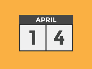 April 14 calendar reminder. 14th April daily calendar icon template. Vector illustration 
