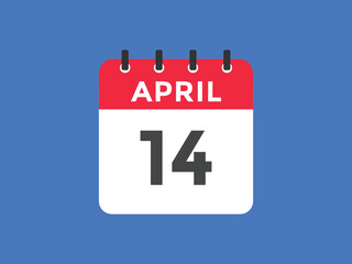 April 14 calendar reminder. 14th April daily calendar icon template. Vector illustration 
