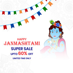 vector illustration of cute lord krishna ( laddu gopal) on the celebration of krishna Janmashtami.