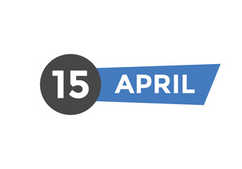 April 15 Calendar icon Design. Calendar Date 15th April. Calendar template 
