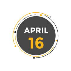 April 16 calendar reminder. 16th April daily calendar icon template. Vector illustration 
