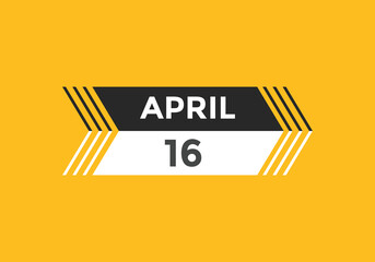 April 16 calendar reminder. 16th April daily calendar icon template. Vector illustration 
