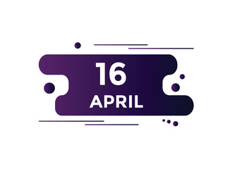 April 16 calendar reminder. 16th April daily calendar icon template. Vector illustration 
