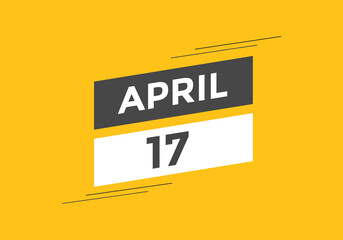 April 17 Calendar icon Design. Calendar Date 17th April. Calendar template 
