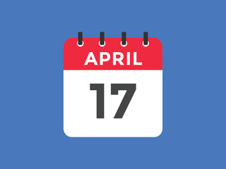 April 17 calendar reminder. 17th April daily calendar icon template. Vector illustration 
