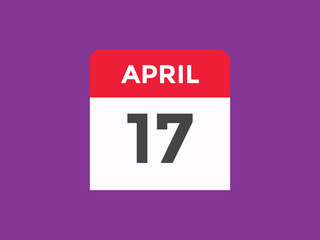 April 17 Calendar icon Design. Calendar Date 17th April. Calendar template 

