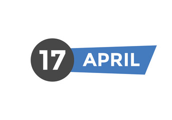 April 17 Calendar icon Design. Calendar Date 17th April. Calendar template 
