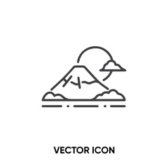 Fototapeta na wymiar Fuji mountain vector icon. Modern, simple flat vector illustration for website or mobile app.Mountain symbol, logo illustration. Pixel perfect vector graphics 