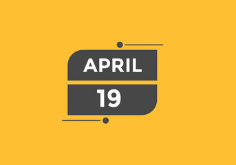 April 19 Calendar icon Design. Calendar Date 19th April. Calendar template 
