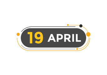 April 19 Calendar icon Design. Calendar Date 19th April. Calendar template 
