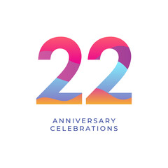 22 year anniversary design template. vector template illustration