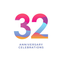 32 year anniversary design template. vector template illustration