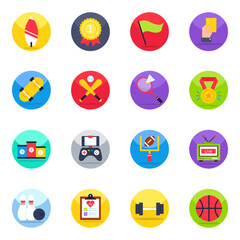 Pack of Sports Tools Flat Icons

