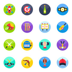 Fototapeta premium Pack of Sports Instruments Flat Icons 