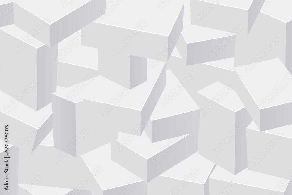Aufkleber white boxes on each other abstract background. 3d rendering, isometric projection.