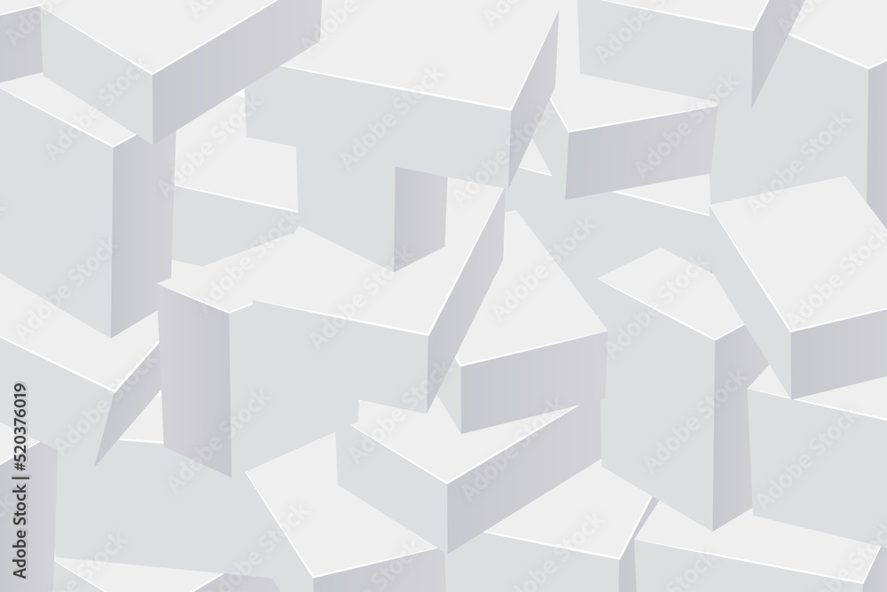 Aufkleber white boxes on each other abstract background. 3d rendering, isometric projection.