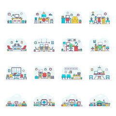 Fototapeta premium Pack of Office Flat Illustrations 