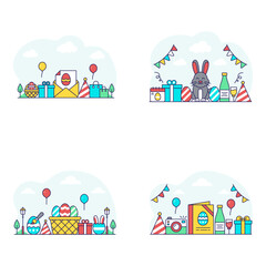 Pack of Easter Flat Illustrations
