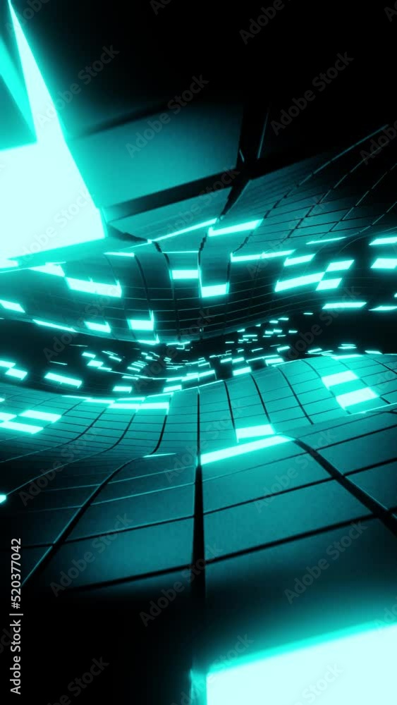 Poster 3d animation loop. abstract technology background with glowing lights.