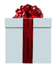gift box with red ribbon on white background