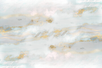 Abstract blue background with gold powder