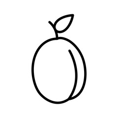 Plum icon. Prunes. Plum with leaf. Vector illustration.