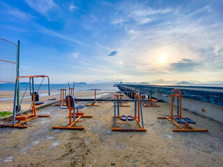 Gym on the beach at Koh Phayam in Ranong, Thailand