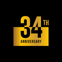 34 year anniversary design template. vector template illustration