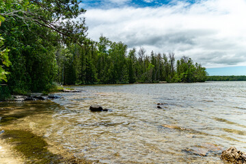 Horse Lake waters near Indian Head Cove on lake Huron in Bruce Peninsula National Park in Ontario, Canada. Located near The Grotto and Overhanging rock tourist attractions.
