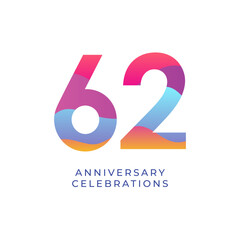 62 year anniversary design template. vector template illustration